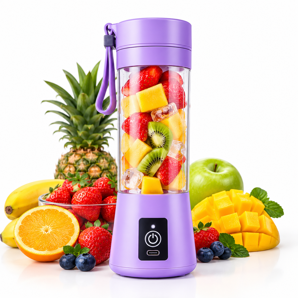 Rechargeable Portable Mini Juicer Blender – 6 Blades, 380ml